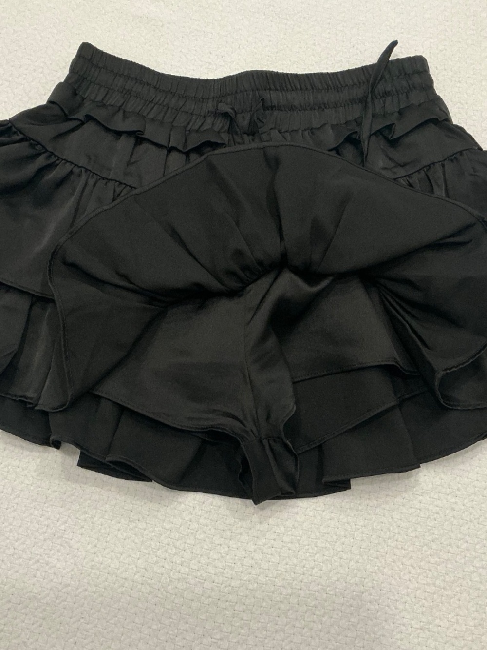 Day + Moon Women’s Black Satin Ruffled Tiered Mini Skirt - Small - worn once! - Picture 3 of 7